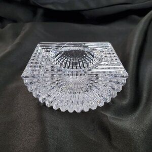 Vintage "Vide Poche" French Cut Crystal Trinket Dish Candle Holder Tea Light 4"